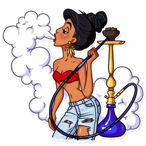Woman enjoying hookah