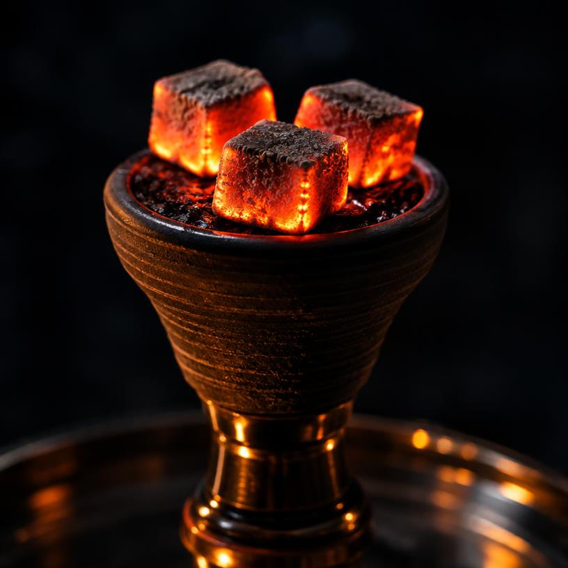 Glowing coconut coals